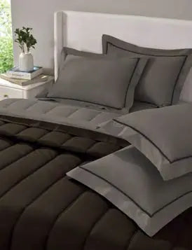 FURROW-Caviar-Charcoal Ash- DOUBLE COMFORTER 300 GSM Sansaar A D'decor Brand