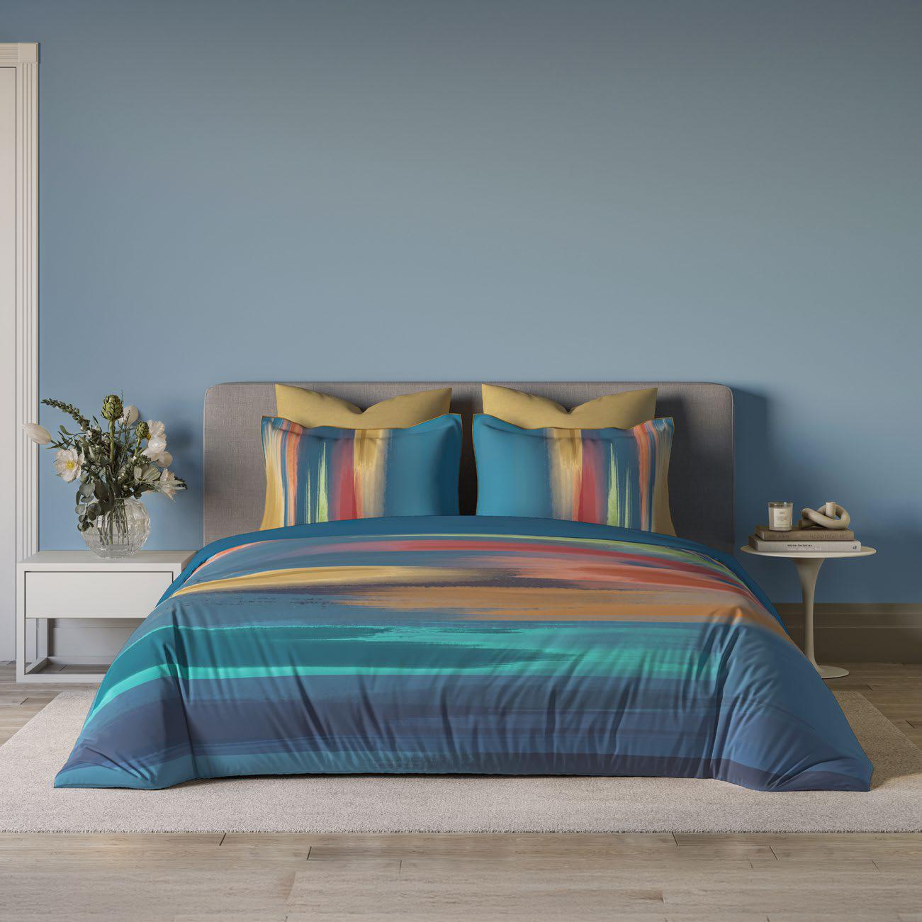 Ddecor Live Beautiful King Size Bedsheet with 4Pc Pillow Covers DAZZLE | STORM BLUE - grahsajja