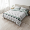 Bedding set with geometric patterns on a plain background