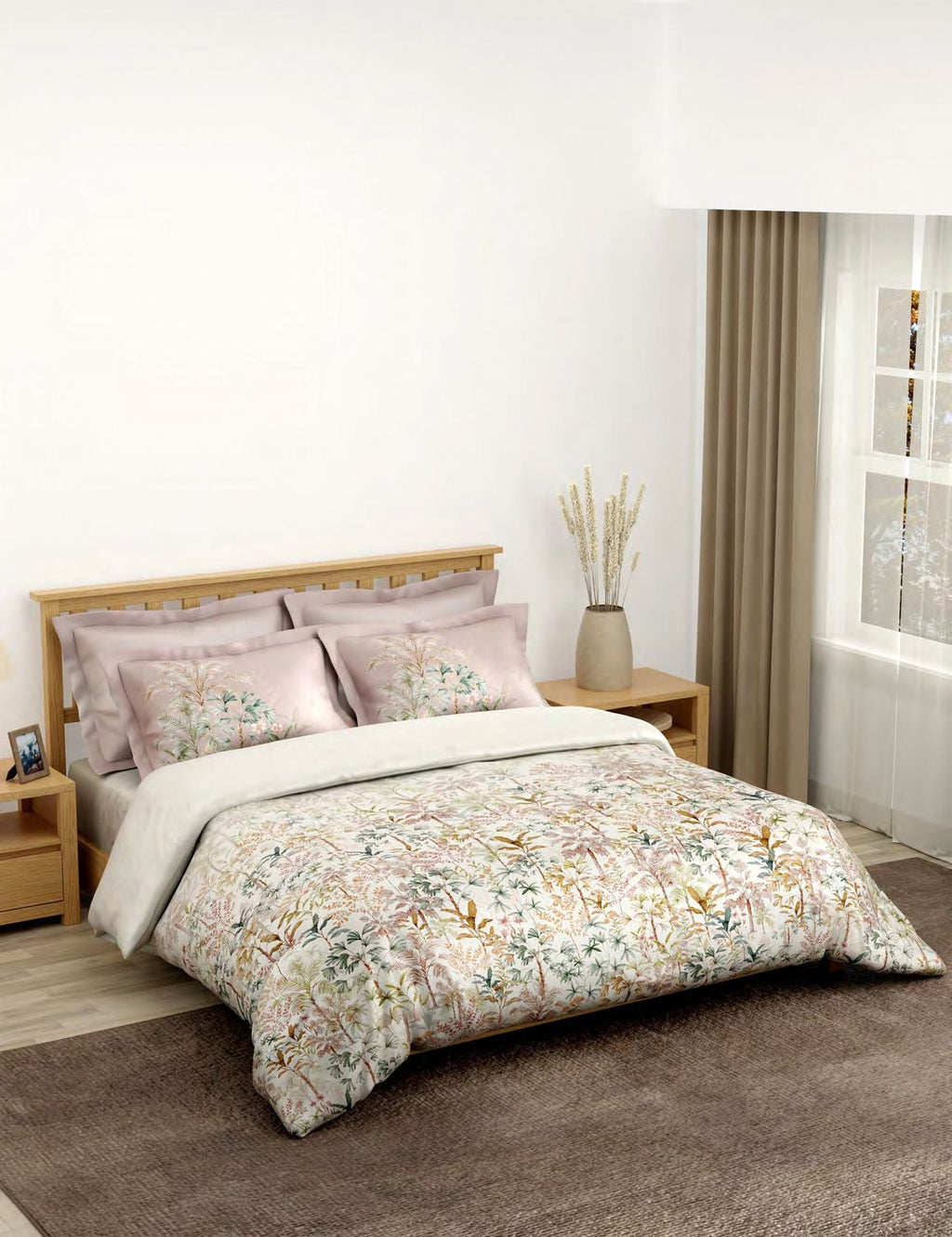 Portico New York BOSCAGE Collection 100% Cotton Health Pro Printed Super King Bedsheet with 2 Pillow Covers | AW2026
