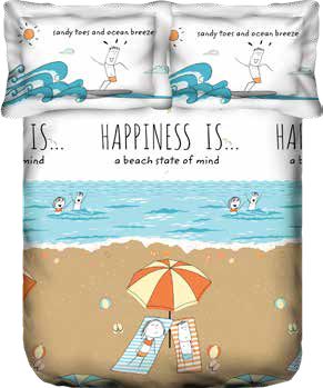 New Portico New York Happiness Printed Cotton Super King Size Double Bed Bedsheet with Pillow Cover (266X274 cm, Multicolour) - grahsajja