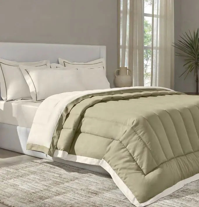 FURROW-Marshmallow-Sage- DOUBLE COMFORTER 300 GSM Sansaar A D'decor Brand