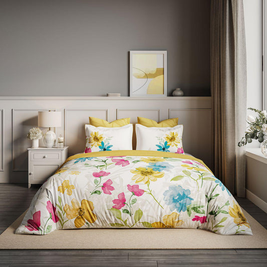 Ddecor Live Beautiful King Size Bedsheet with 4Pc Pillow Covers MEADOW | PRIMROSE YELLOW - grahsajja
