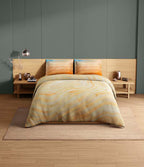 Spaces Avaris Echo 100% Cotton 210 TC Sateen Abstract Large Bedsheet with 2 Pillow Covers, Impala