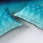 Spaces Avaris Echo 100% Cotton 210 TC Sateen Abstract Large Bedsheet with 2 Pillow Covers, Blue