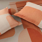 Spaces Avaris Structure 100% Cotton 210 TC Sateen Geometric Large Bedsheet with 2 Pillow Covers, Shifting Sand
