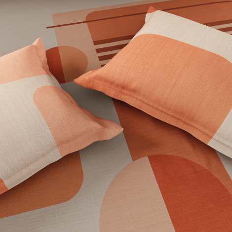Spaces Avaris Structure 100% Cotton 210 TC Sateen Geometric Large Bedsheet with 2 Pillow Covers, Shifting Sand