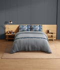 Spaces Avaris Structure 100% Cotton 210 TC Sateen Geometric Large Bedsheet with 2 Pillow Covers, Mirage Grey