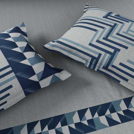 Spaces Avaris Structure 100% Cotton 210 TC Sateen Geometric Large Bedsheet with 2 Pillow Covers, Mirage Grey