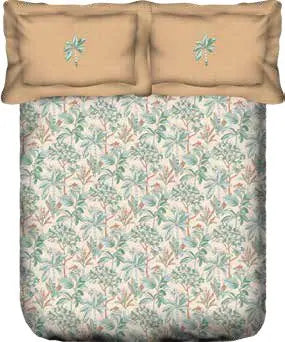 Portico New York Cadence 250 TC 100% Cotton Health Pro Printed Super King Bedsheet with 2 Pillow Cover - grahsajja