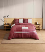 Spaces Avaris Structure 100% Cotton 210 TC Sateen Geometric Large Bedsheet with 2 Pillow Covers, Maroon