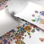 Spaces Sierra Midnight Botanica 100% Cotton 210 TC Sateen Geometric Large Bedsheet with 2 Pillow Covers, Bright White