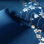 Spaces Sierra Midnight Botanica 100% Cotton 210 TC Sateen Geometric Large Bedsheet with 2 Pillow Covers, Federal Blue