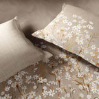 Spaces Sierra Midnight Botanica 100% Cotton 210 TC Sateen Geometric Large Bedsheet with 2 Pillow Covers,Summer Sand