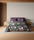 Spaces Sierra Midnight Botanica 100% Cotton 210 TC Sateen Botanic Large Bedsheet with 2 Pillow Covers, Rifle Green