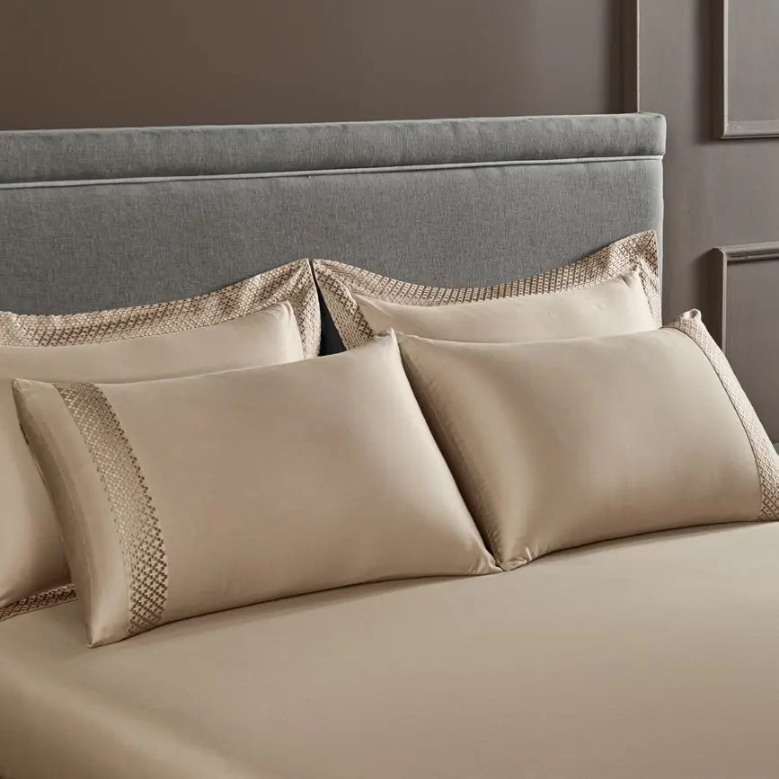 Ddecor Beautiful Living | Luxor Collection 1pc king Size Bedsheet and 4PC Pillow Cover 800TC GILDED TAUPE - grahsajja