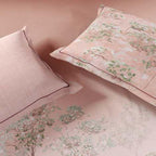 Spaces Sierra Indian Safari 100% Cotton 210 TC Sateen Botanic Large Bedsheet with 2 Pillow Covers, Evening Sand