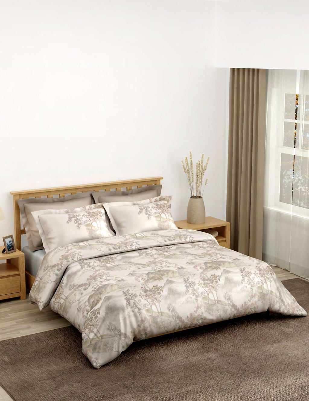 Portico New York BOSCAGE Collection 100% Cotton Health Pro Printed Super King Bedsheet with 2 Pillow Covers | AW2026