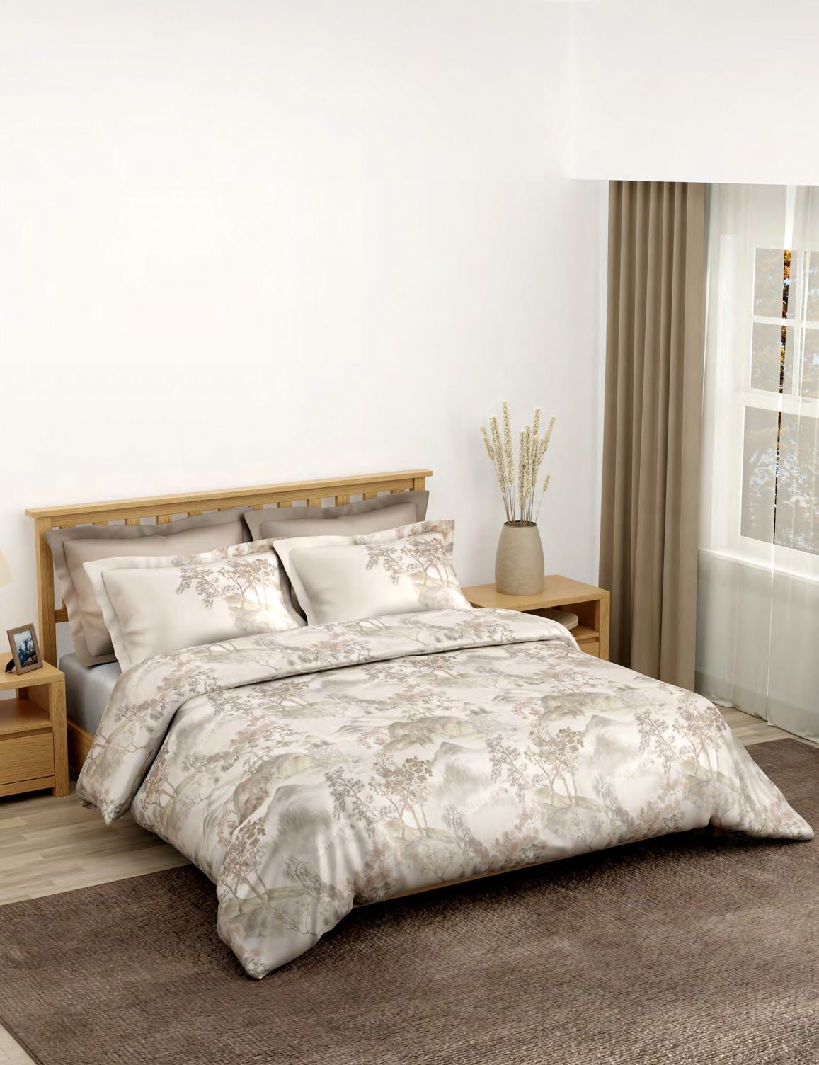 Portico New York BOSCAGE Collection 100% Cotton Health Pro Printed Super King Bedsheet with 2 Pillow Covers | AW2026