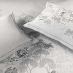 Spaces Sierra Indian Safari 100% Cotton 210 TC Sateen Botanic Large Bedsheet with 2 Pillow Covers, White Sand