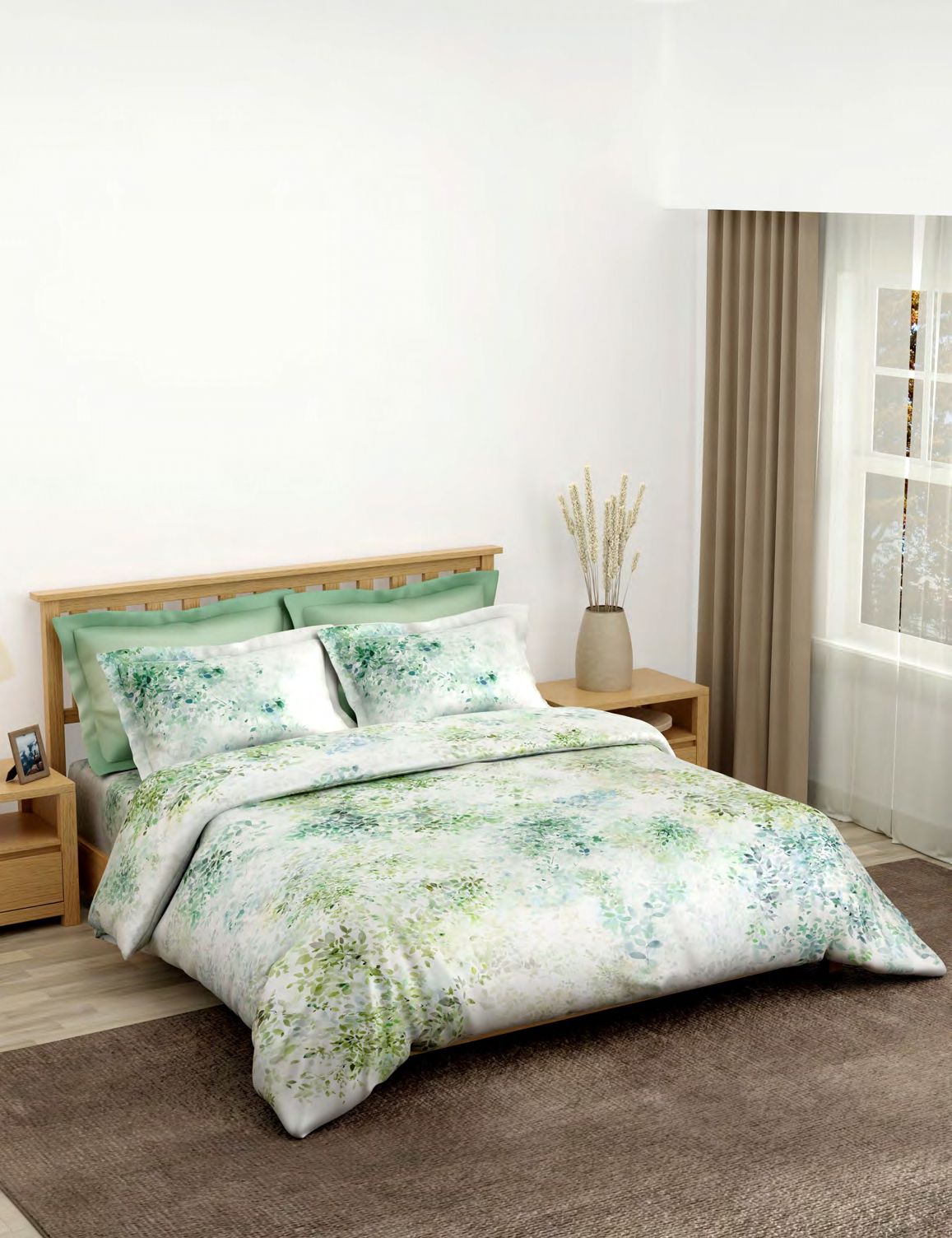 Portico New York BOSCAGE Collection 100% Cotton Health Pro Printed Super King Bedsheet with 2 Pillow Covers | AW2026