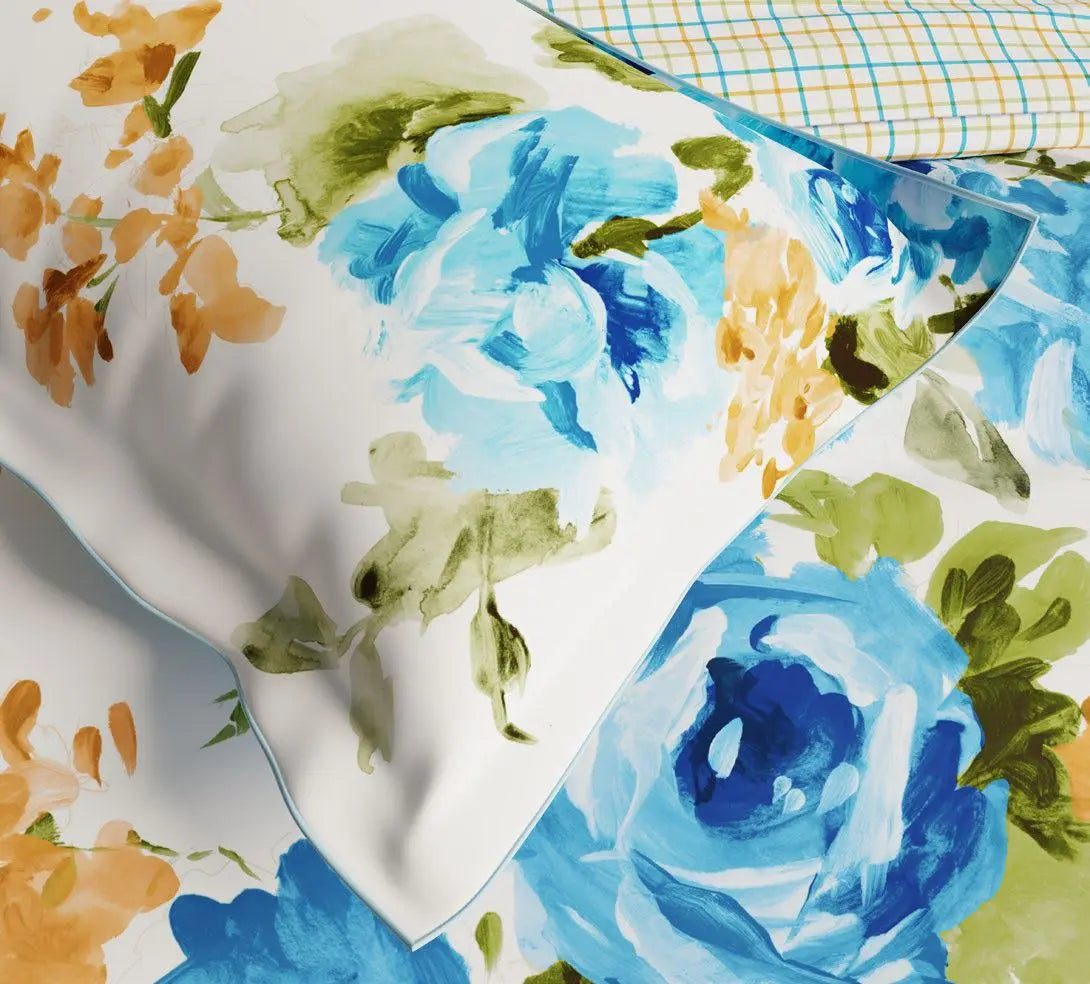 Ddecor Live Beautiful King Size Bedsheet with 4Pc Pillow Covers FLORAL GRACE | BLUE TOPAZ - grahsajja