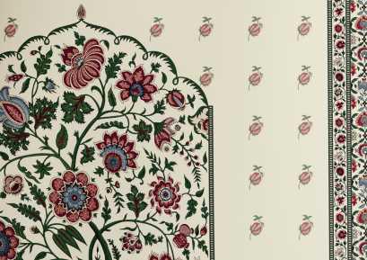 Spaces Shubha 100% Cotton 300 TC Sateen Botanic Large Bedsheet with 2 Pillow Covers, KALAMKARI- SYLVIAN GREEN|