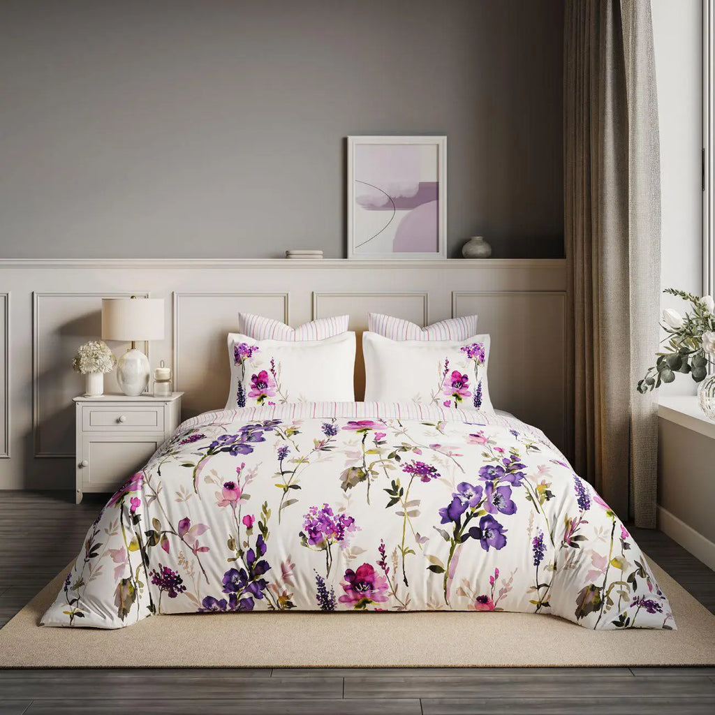 Ddecor Live Beautiful King Size Bedsheet with 4Pc Pillow Covers GARDEN BLISS | LAVENDER - grahsajja