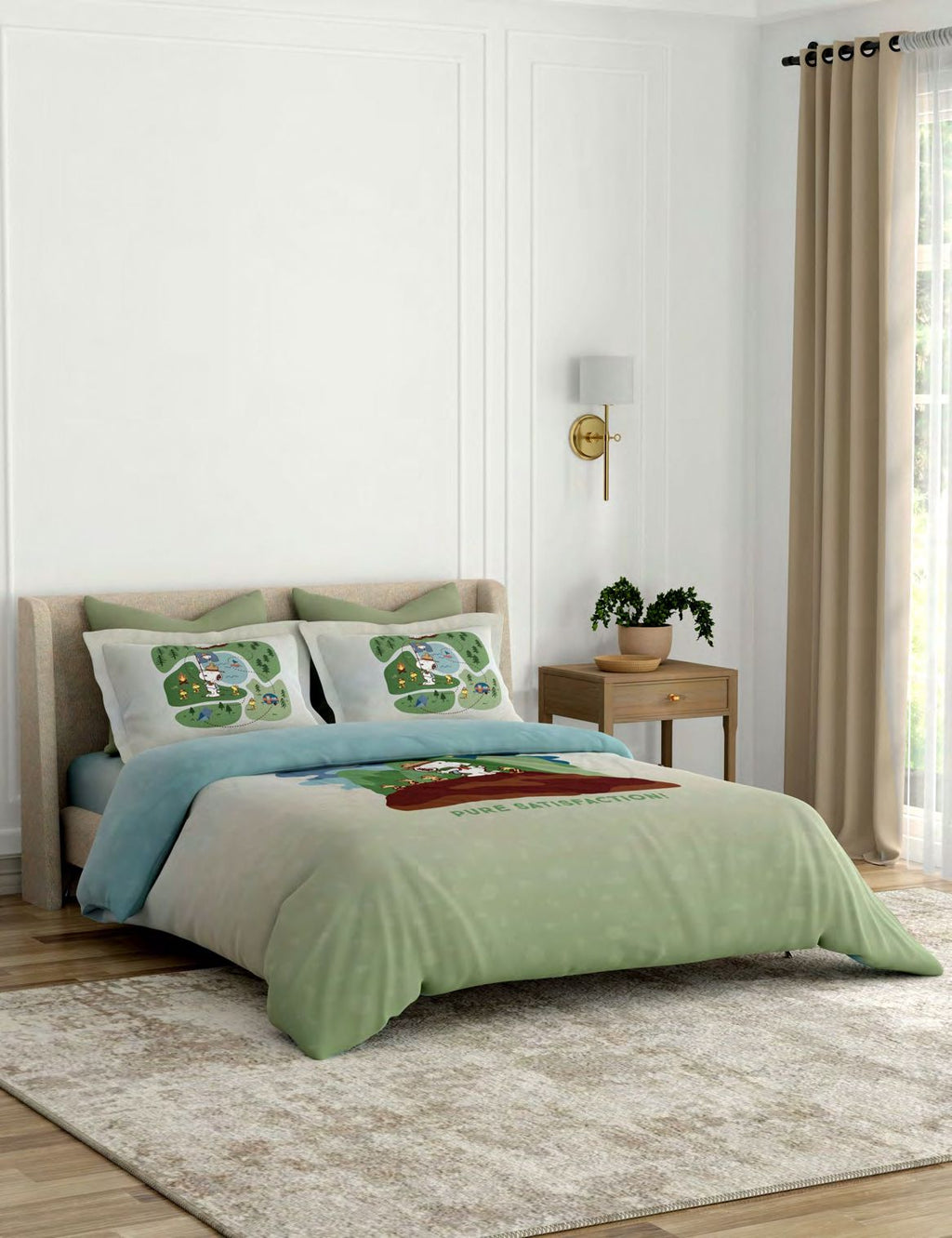 Portico New York Peanuts Snoopy Pure Satisfaction Bedtime Stories Printed Cotton Bedsheet | Kids Collection AW2026