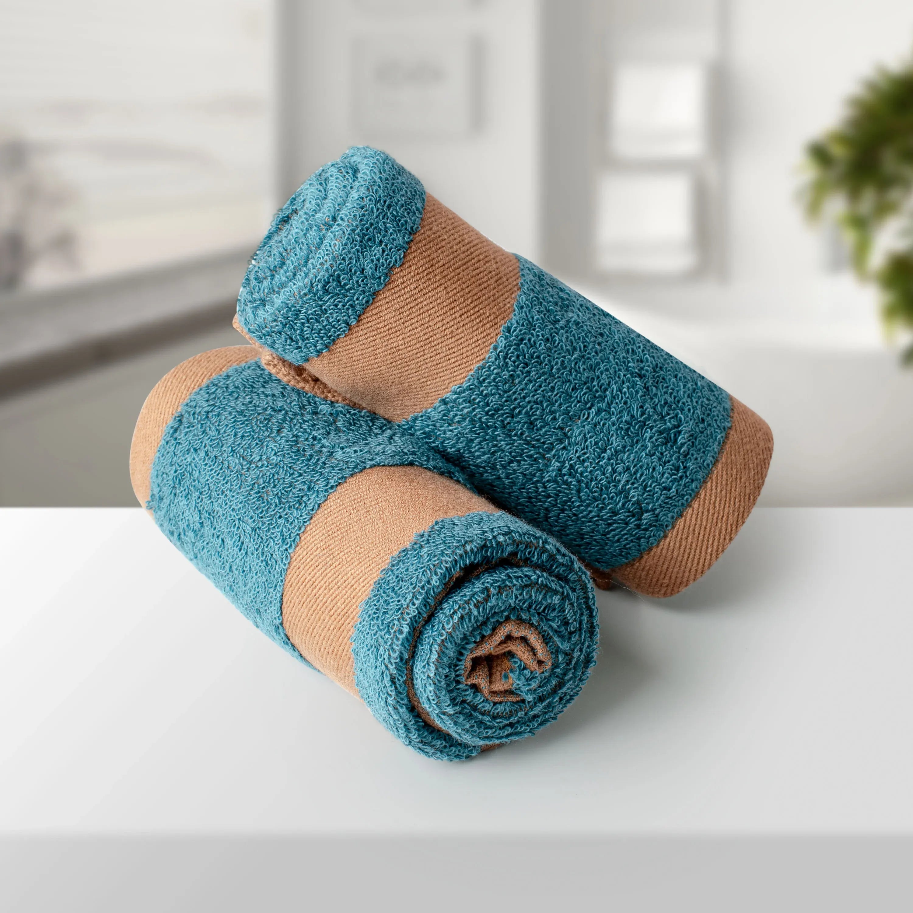 100% Luxury 2pcs Cotton Hand Towel - Pure Indulgence | Color : Blue 04