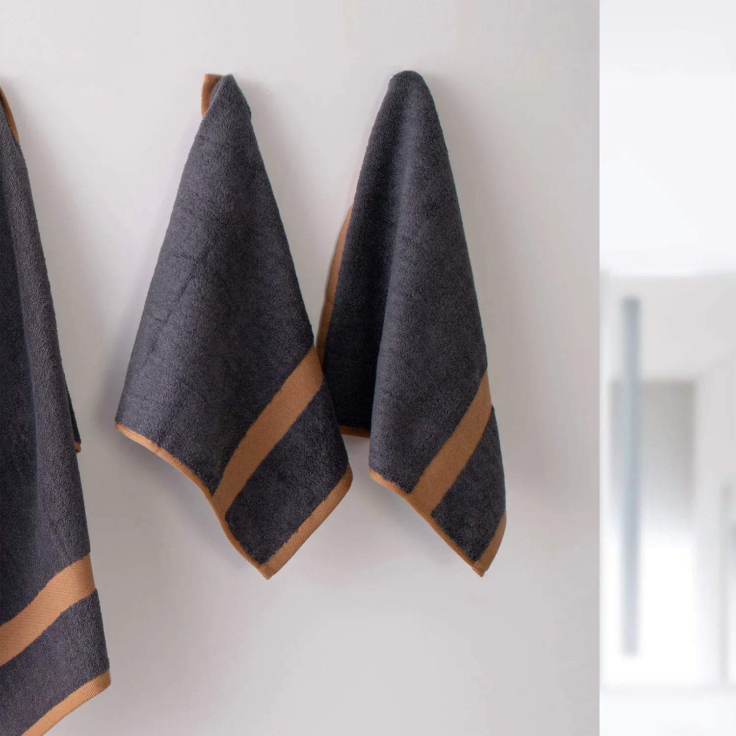 100% Luxury 2pcs Cotton Hand Towel - Pure Indulgence | Color : Dark Grey 04