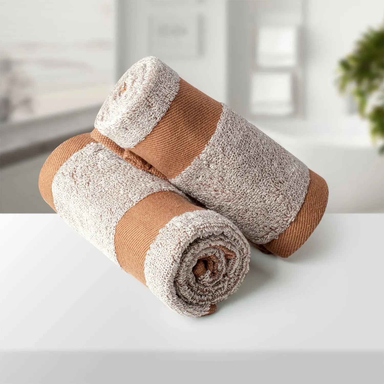 100% Luxury 2pcs Cotton Hand Towel - Pure Indulgence | Color : Off-White 04