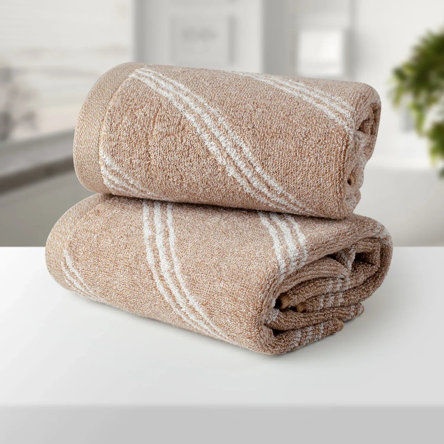 100% Luxury 2pcs Cotton Hand Towel - Pure Indulgence | Color : Coffee 05