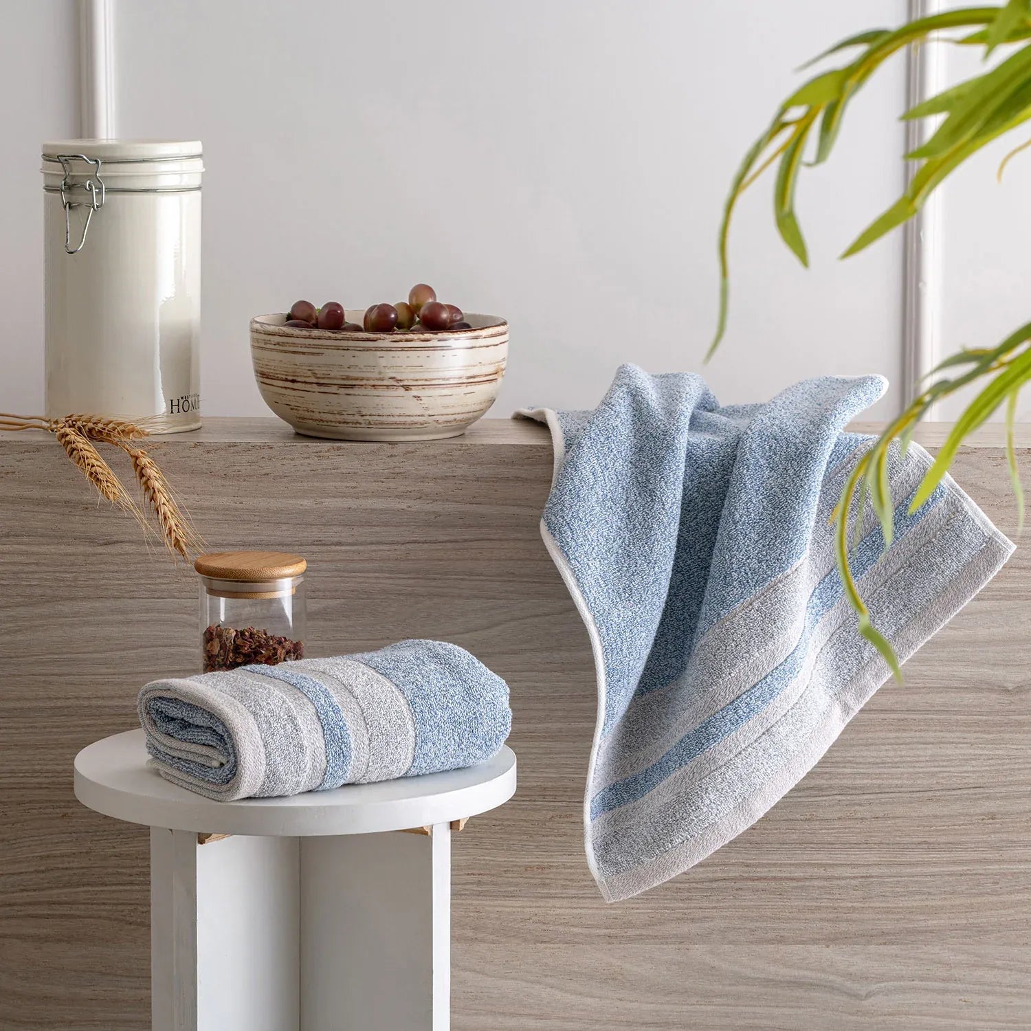 100% Luxury 2pcs Cotton Hand Towel - Pure Indulgence | Color : Blue 01