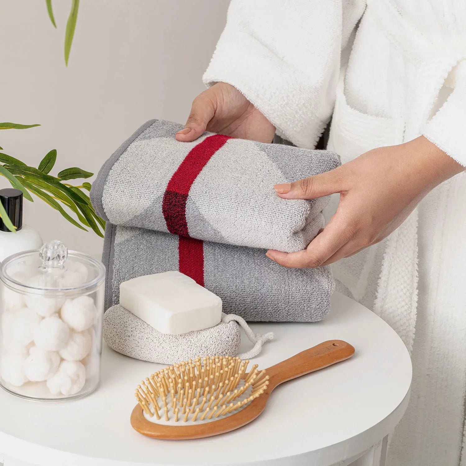 100% Luxury 2pcs Cotton Hand Towel - Pure Indulgence | Color : Grey 02