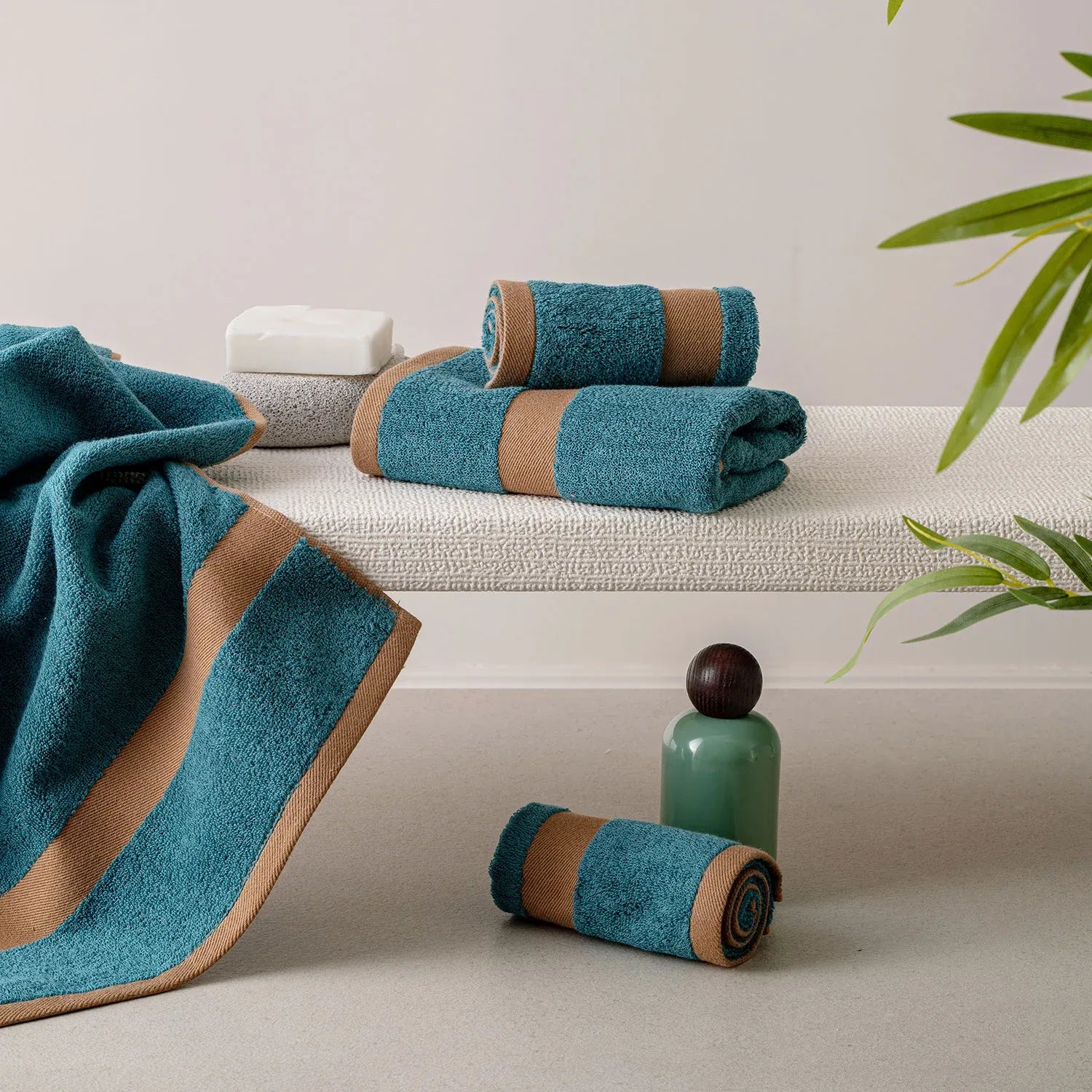 100% Luxury 2pcs Cotton Hand Towel - Pure Indulgence | Color : Blue 04