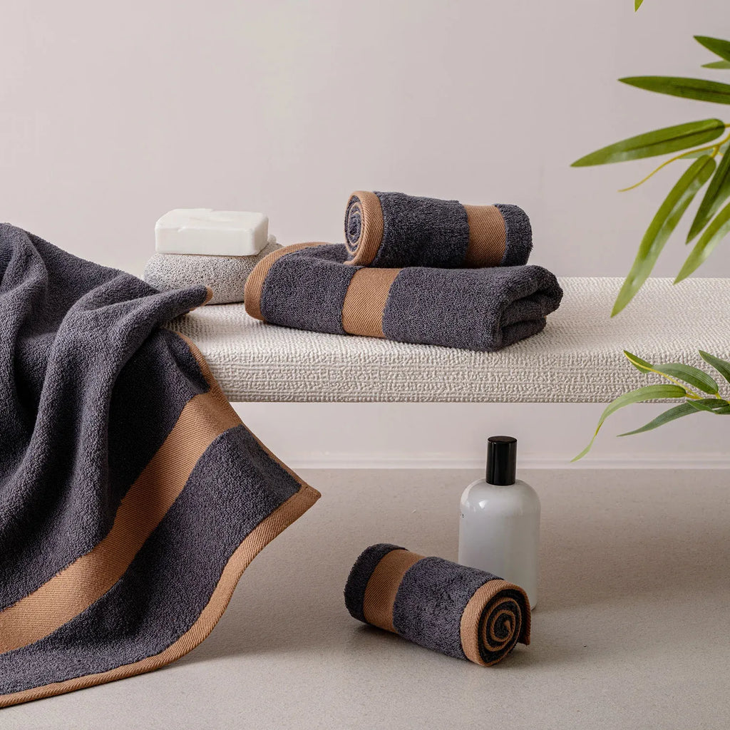100% Luxury 2pcs Cotton Hand Towel - Pure Indulgence | Color : Dark Grey 04