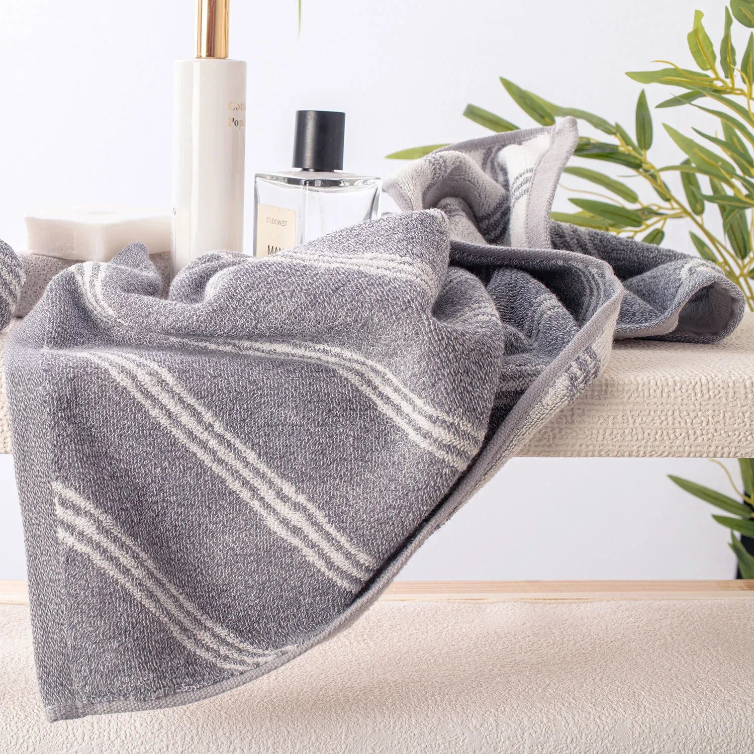 100% Luxury 2pcs Cotton Hand Towel - Pure Indulgence | Color : Grey 05