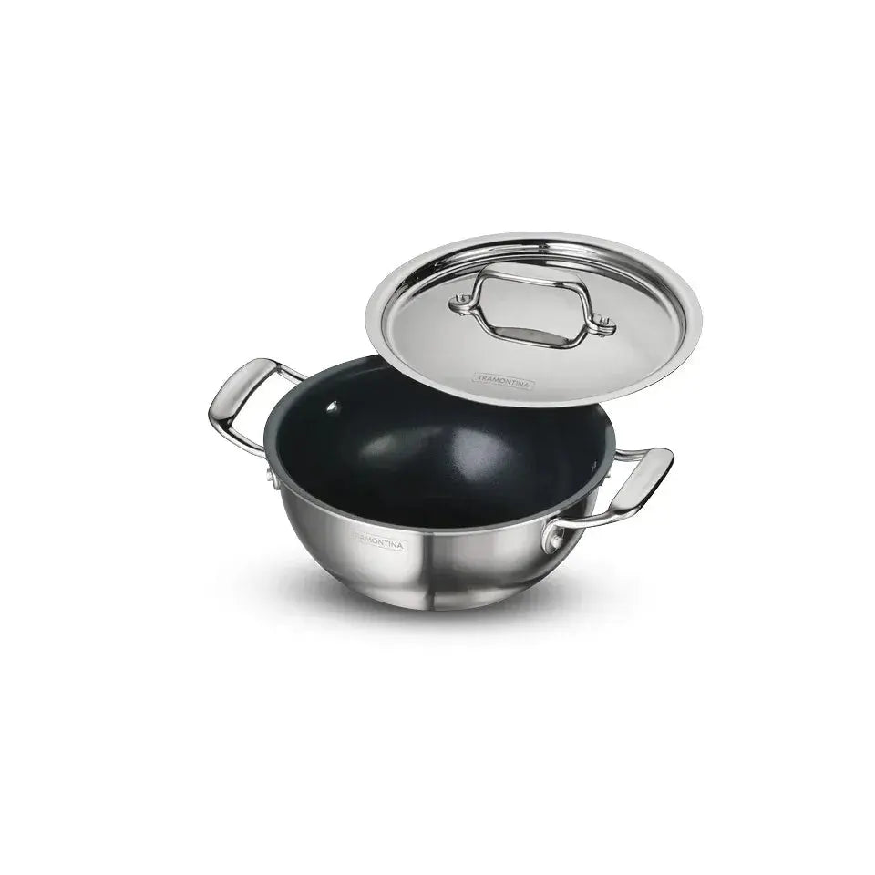 Fusao EX+ Triply Ceramic Deep Kadai with SS Lid Tramontina