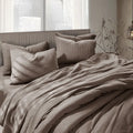 Linen Cotton Quilted Bed Spread Set – Lightweight All-Season Comfort - 7pcs Set | Color : Brown