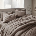Linen Cotton Quilted Bed Spread Set – Lightweight All-Season Comfort - 7pcs Set | Color : Brown