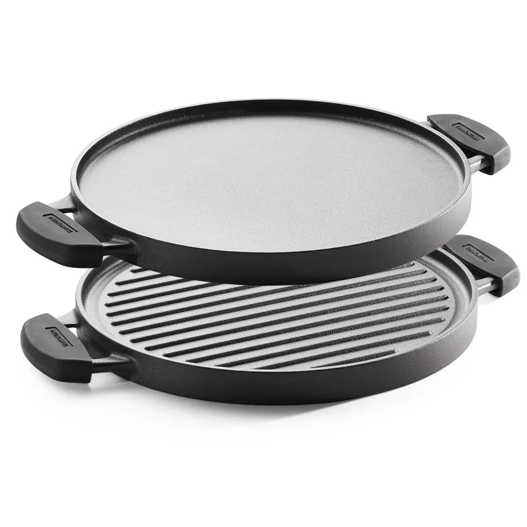 Titanex 30cm Pre-Seasoned Cast Iron Reversible Grill Pan/Tawa