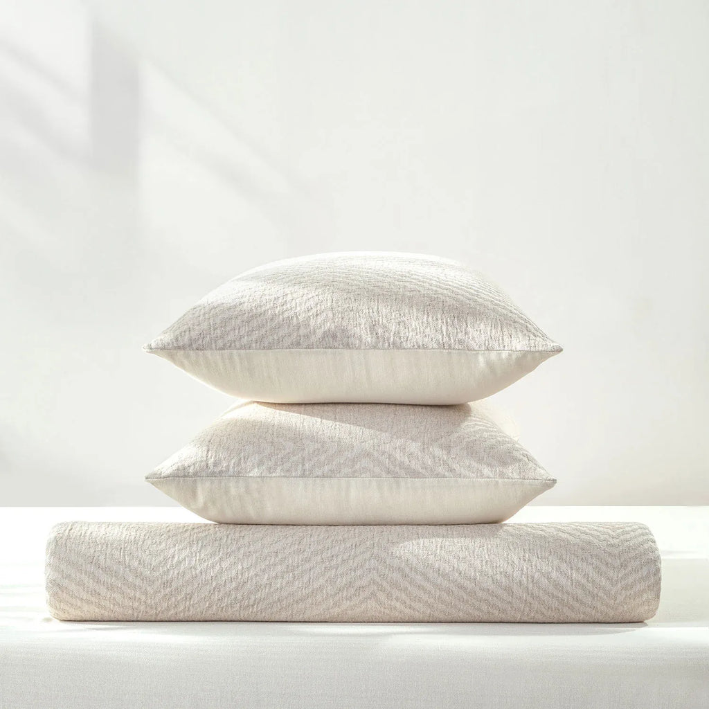 Linen Cotton JQ Bedding Collection - Everyday Softness | Color : Ivory Mirage