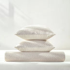 Linen Cotton JQ Bedding Collection - Everyday Softness | Color : Ivory Mirage