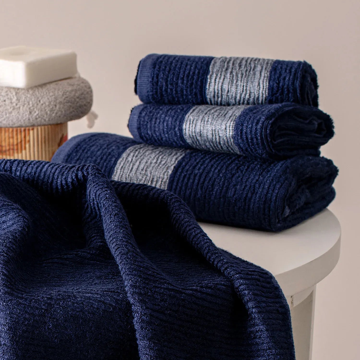 The Bamboo 2 Pcs Face Towel – Gentle Quick-Drying Care for Your Skin | Color : Navy 01