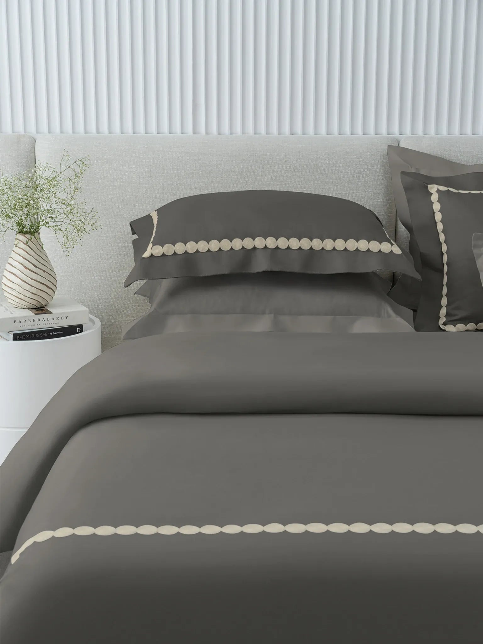 PEARLS-ASH GREY KING BED SHEET SET | 1 KING BEDSHEET, 2Pcs PILLOW COVERS