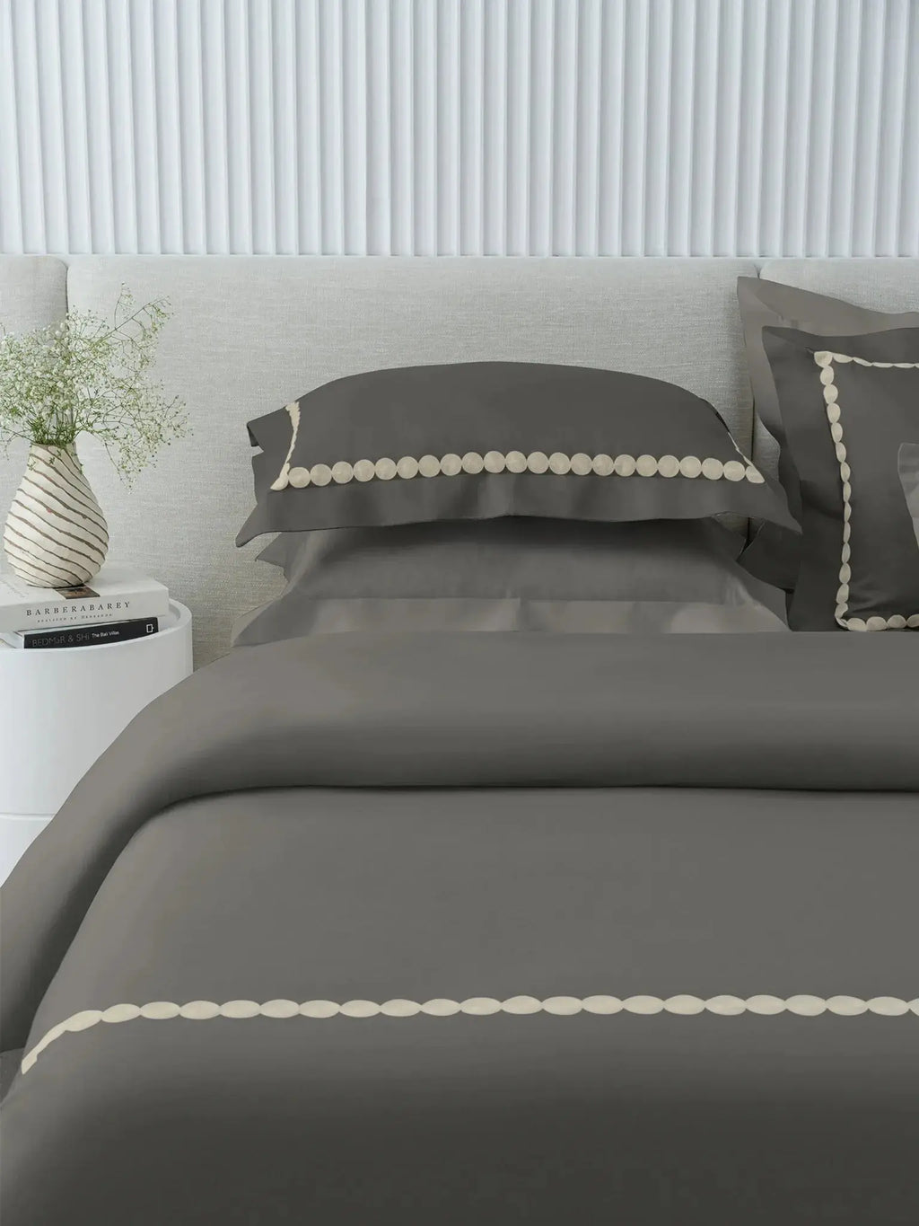 PEARLS-ASH GREY KING BED SHEET SET | 1 KING BEDSHEET, 2Pcs PILLOW COVERS Sansaar A D'decor Brand