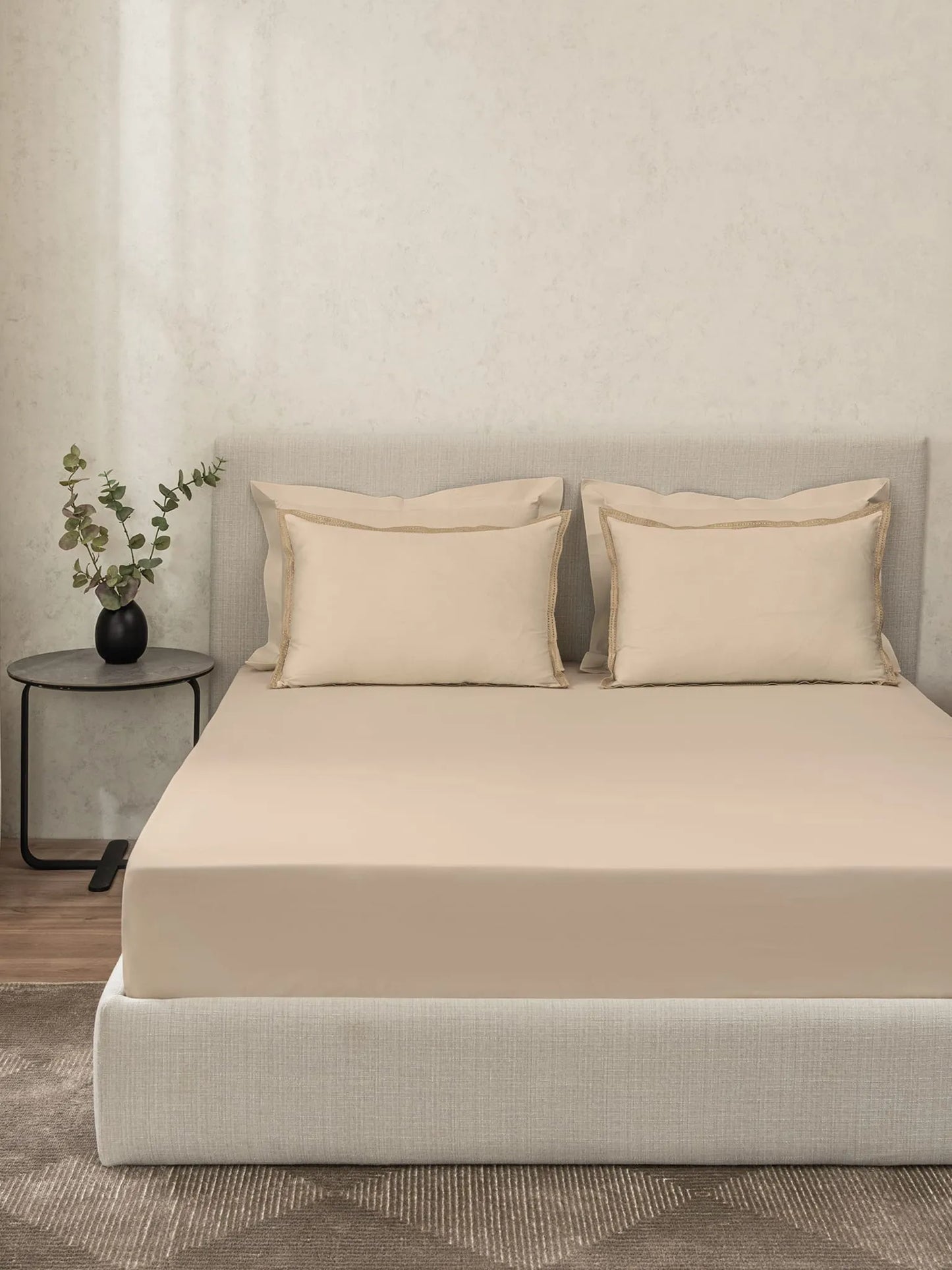 CHANTILLY-BISCOTTI KING BED SHEET SET | 1 KING BEDSHEET, 2Pcs PILLOW COVERS