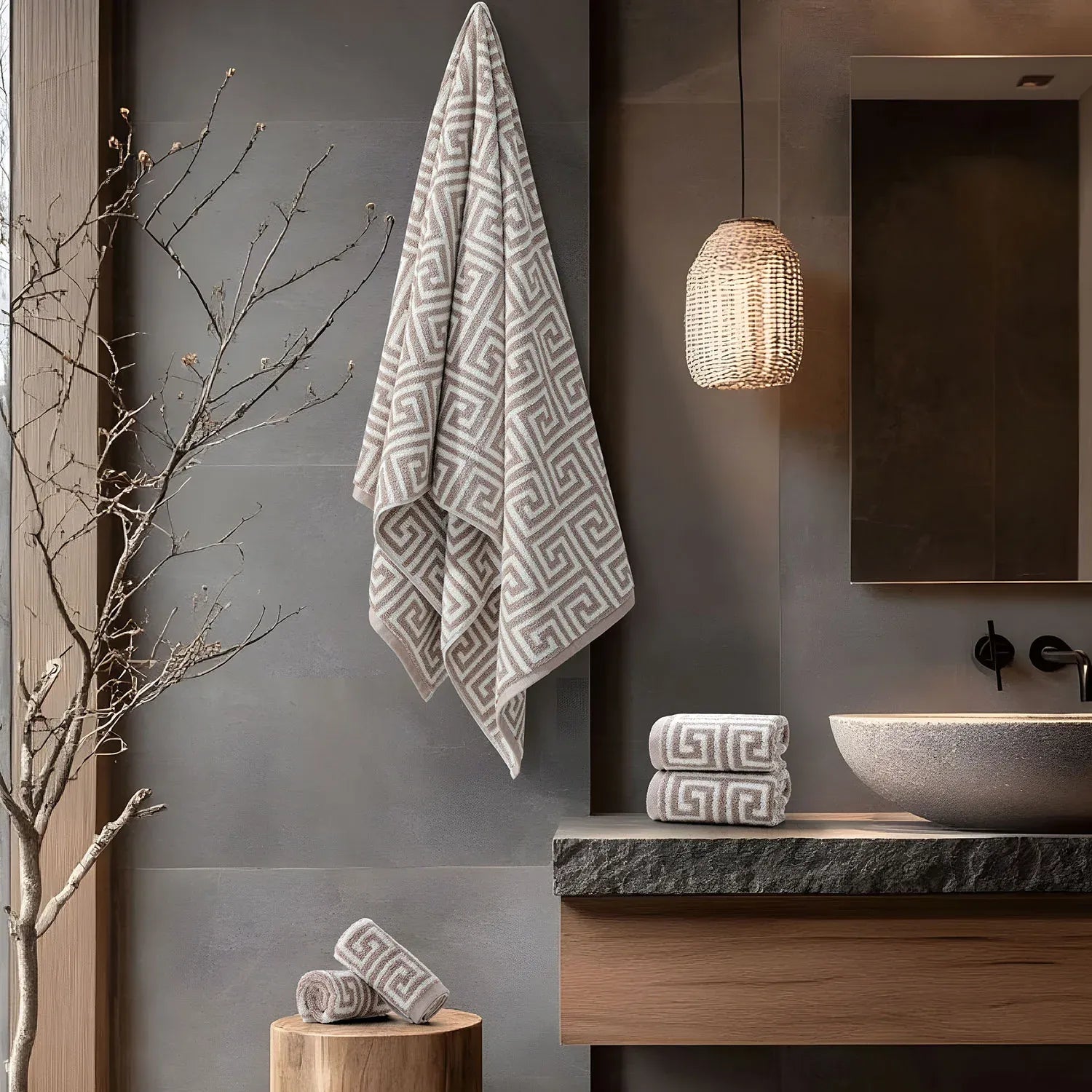 ROMA Bath Towel - All Over | Color : Camel