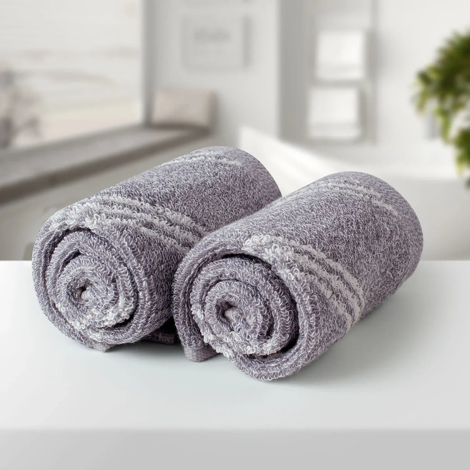 100% Luxury 2pcs Cotton Face Towel - Pure Indulgence | Color : Grey 05